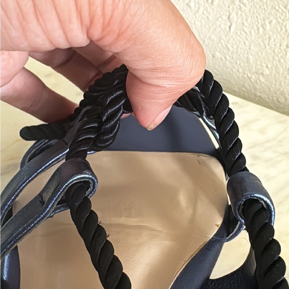 Anthropologie Billy Ella Navy Blue Metallic Sandals - Picture 13 of 14